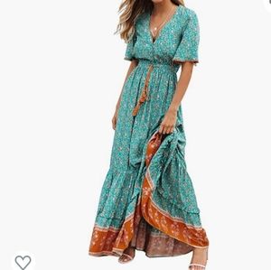 R.Vivimos Womens Floral Bohemian Midi Dresses